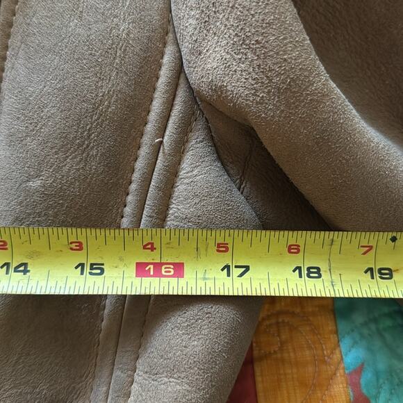 Lord & Taylor Vintage Tan Leather Shearling Coat - suede small - Picture 6 of 10